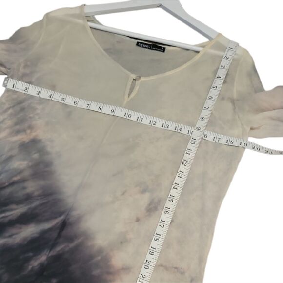 Revolve Silk Miyoshi Split Neck Gypsy Longsleeve Top Ink Gypsy 05 Small - Picture 12 of 15